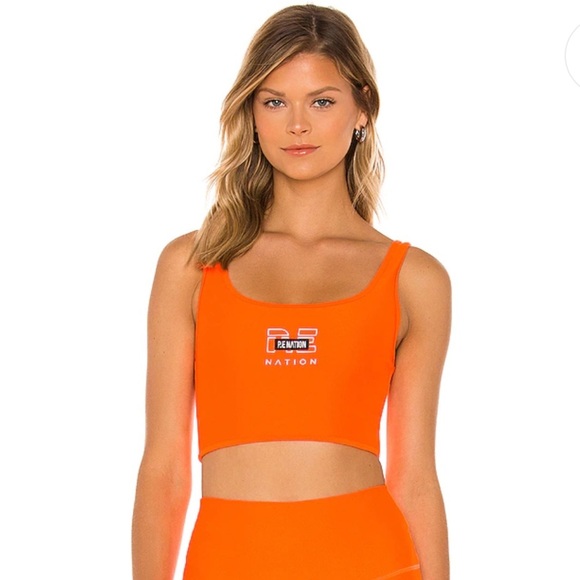 P.E Nation Grand Stand Sports Bra in Shocking Orange